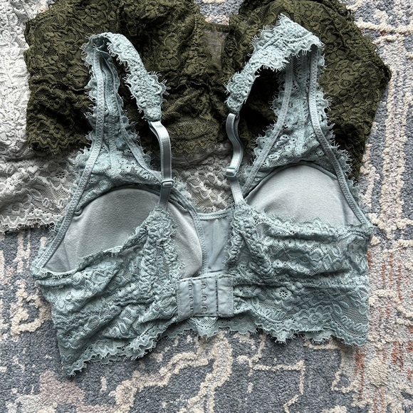 Aerie Lace Bralette Trio - Olive, Light Blue, and Gray Blue - Picture 2 of 10